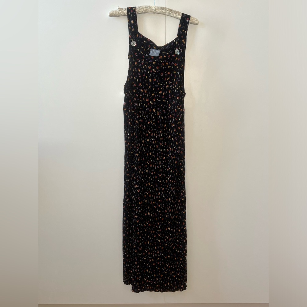 Vintage 90's Rabbit Designs Floral Maxi Bib Overall Dress